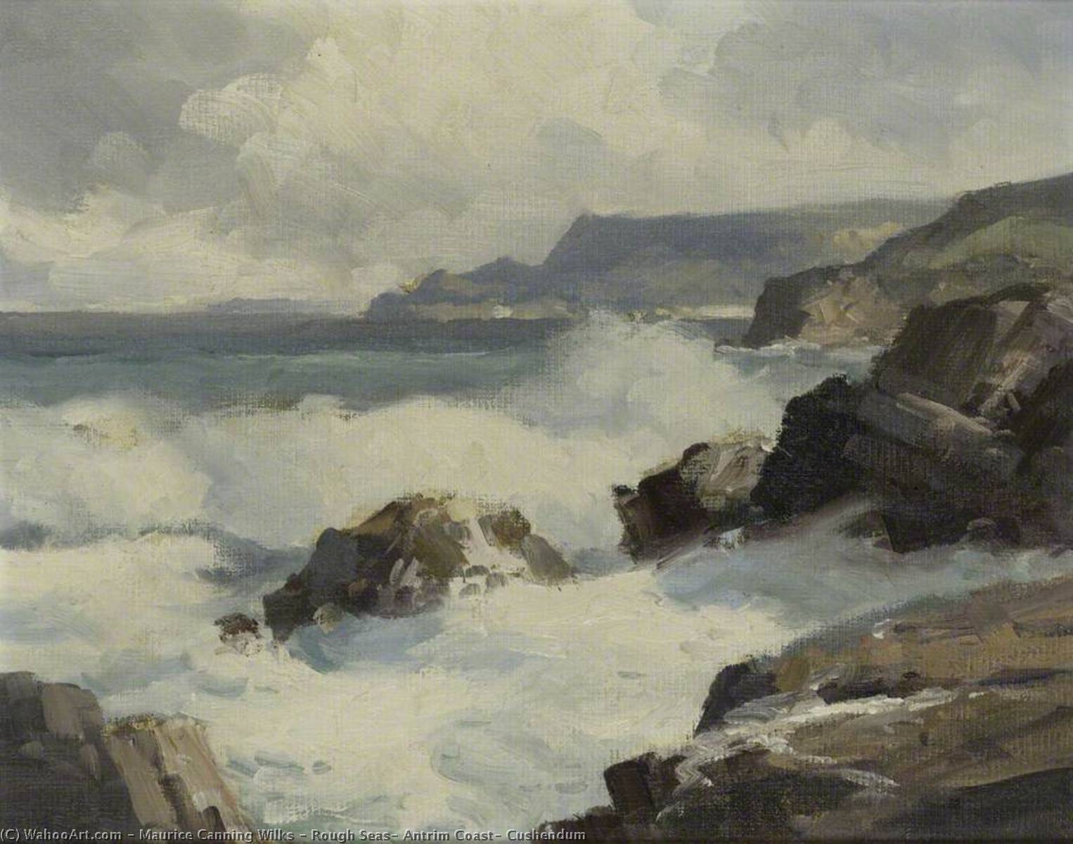 Rough Seas, Antrim Coast, Cushendum — Maurice Canning Wilks
