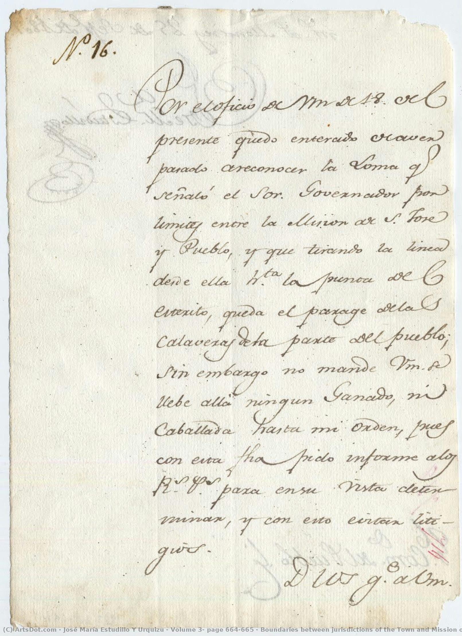 Volume 3, Page 664-665 / Boundaries Between Jurisdictions Of The Town And Mission Of San Jose\n\npage 1 — José María Estudillo Y Urquizu