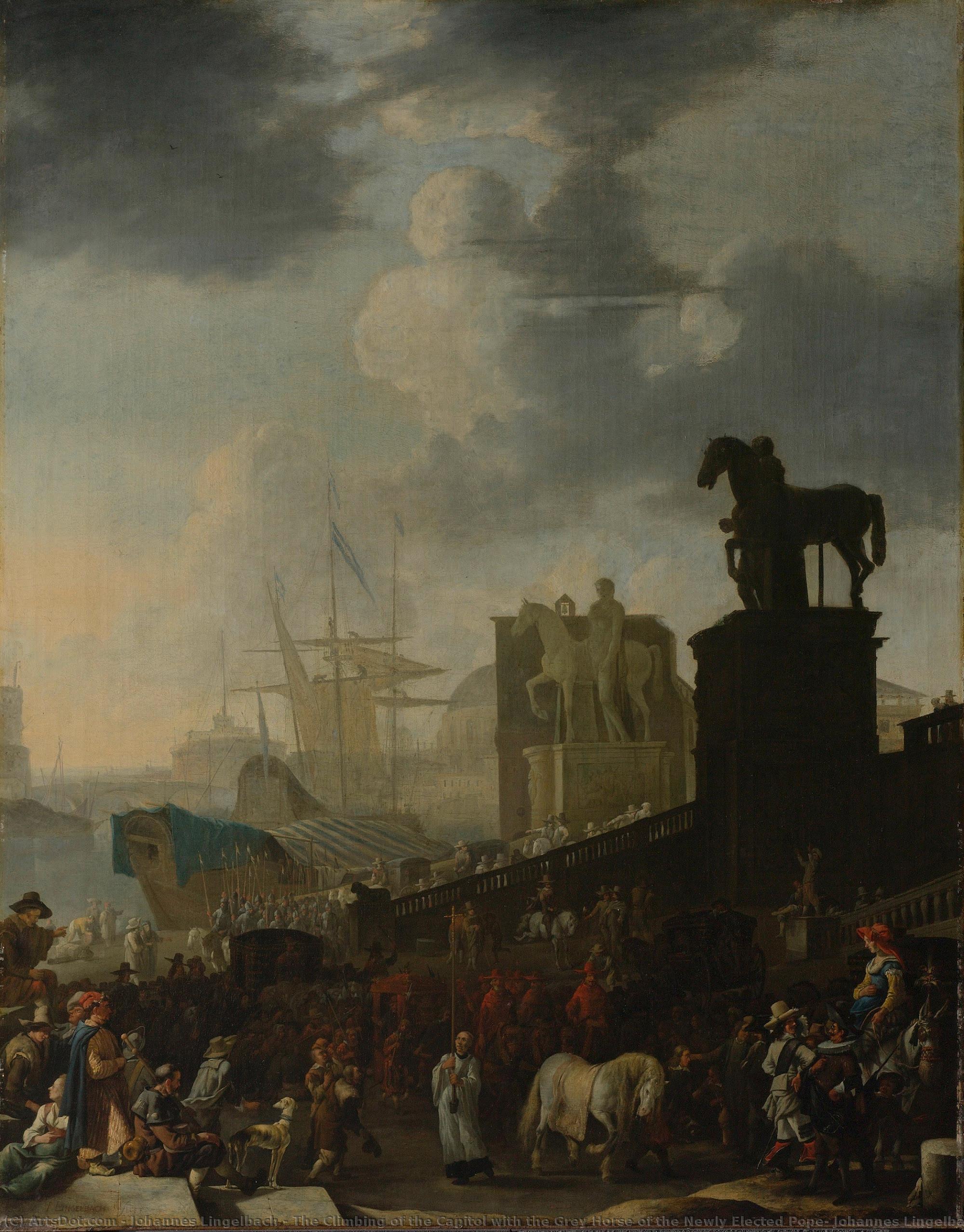 The Climbing Of The Capitol With The Grey Horse Of The Newly Elected Pope, Johannes Lingelbach, 1650 - 1674 — Johanes Lingelbah
