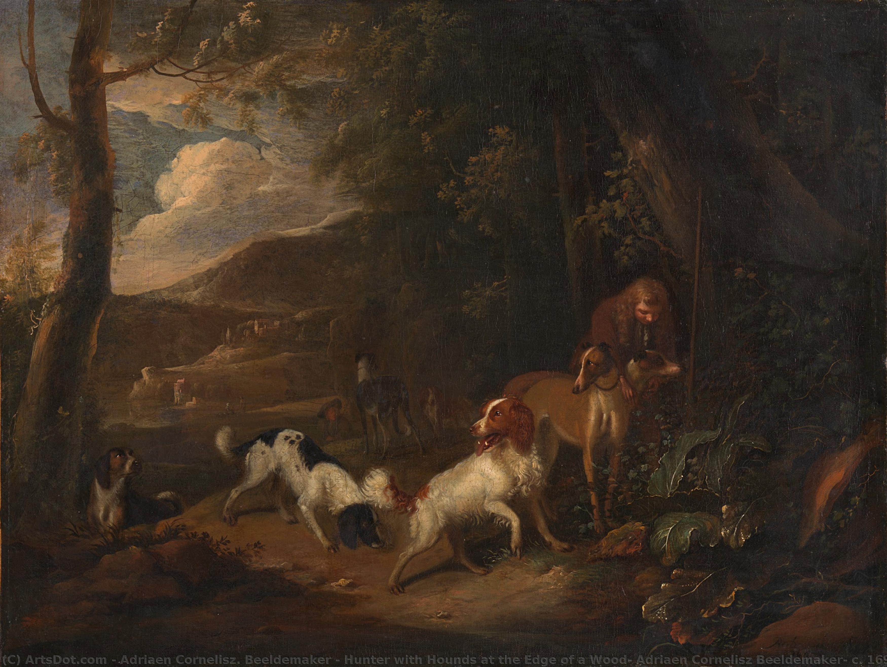 Hunter With Hounds At The Edge Of A Wood, Adriaen Cornelisz Beeldemaker, C. 1696 — Adriaen Cornelisz. Beeldemaker