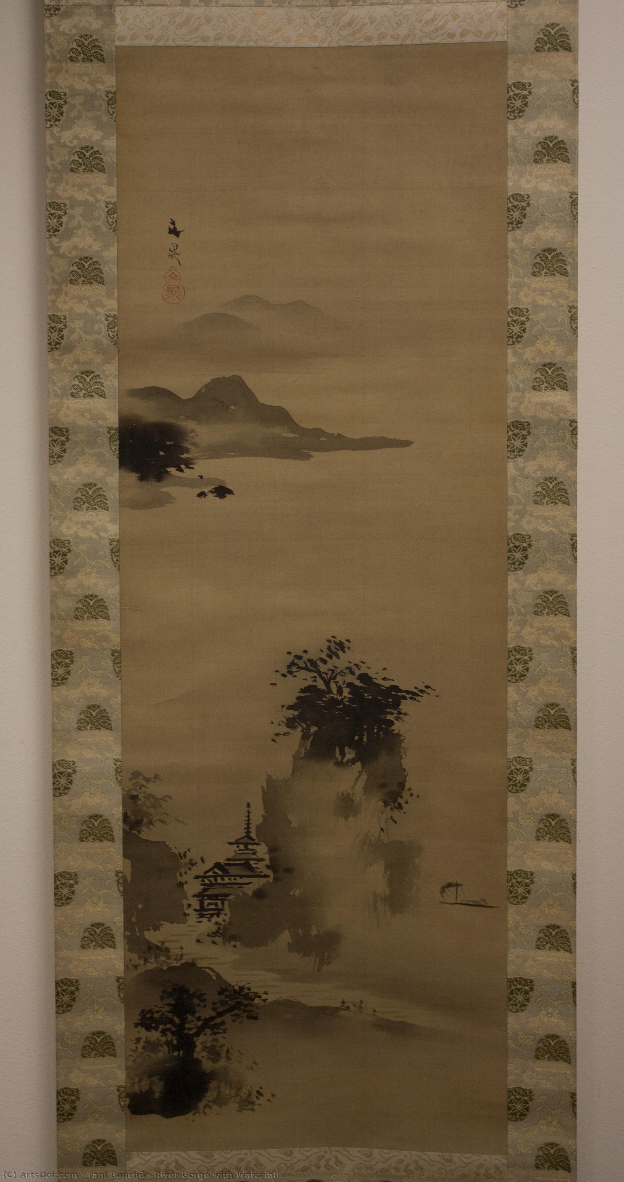 River Gorge With Waterfall — Tani Bunchō