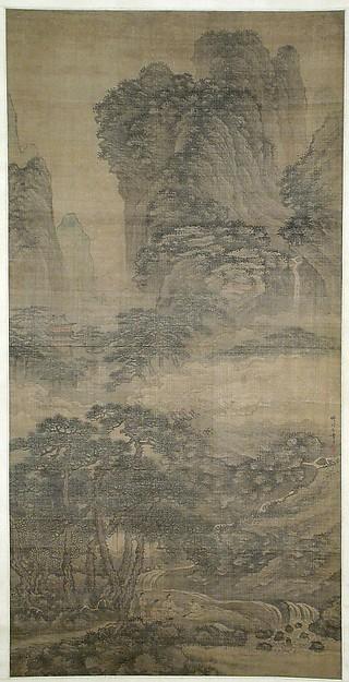 明 傳謝時臣 松溪琴客圖 軸 Listening To The Zither Among Streams And Pines — Xie Shichen