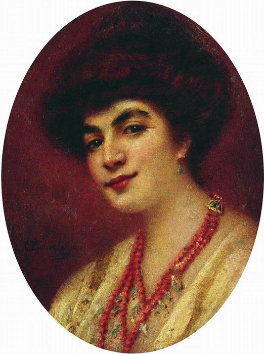 Portrait Of The Woman With Coral Beads — Konstantin Yegorovich Makovsky