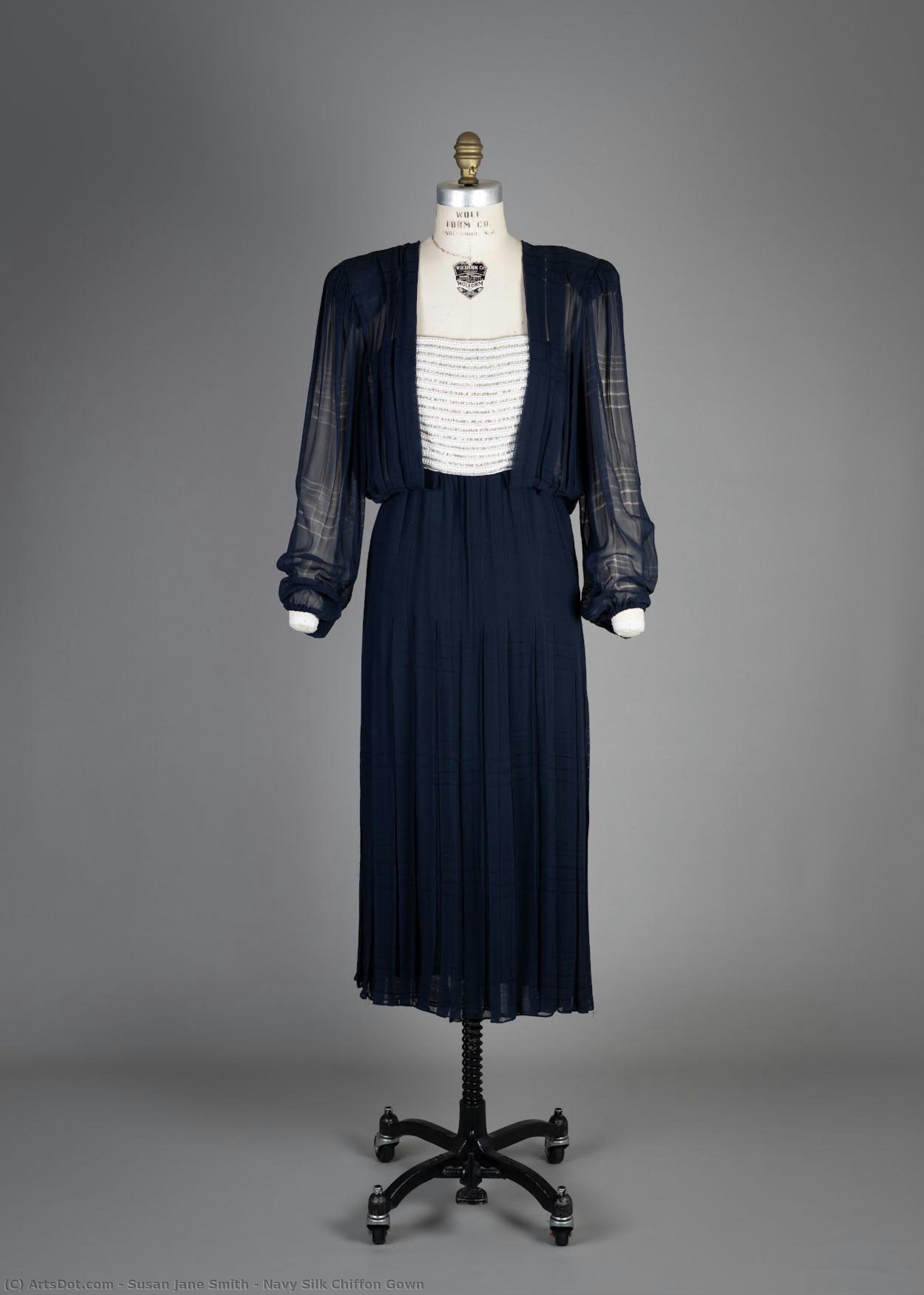 Navy Silk Chiffon Gown — Susan Jane Smith