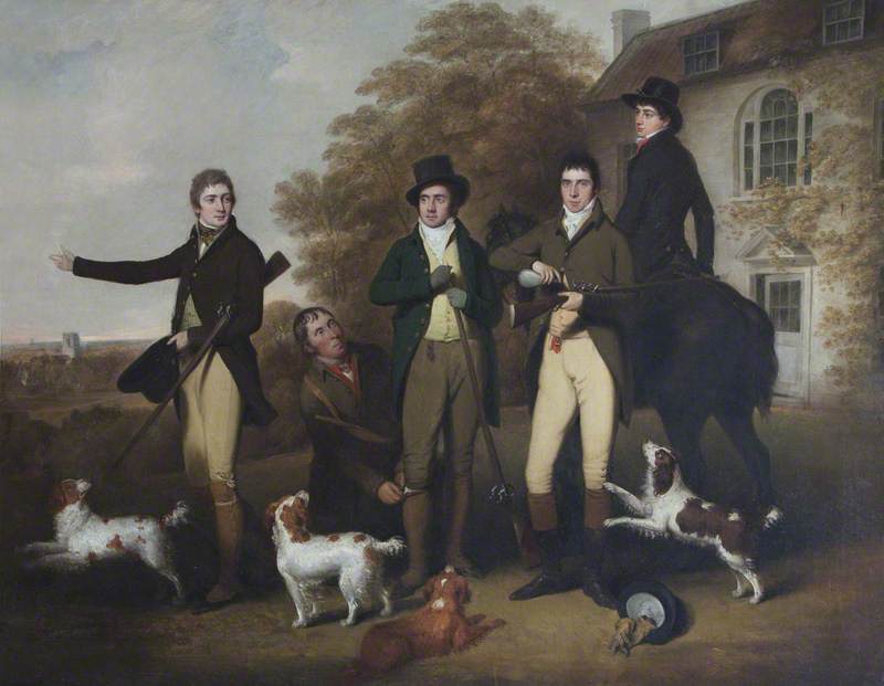 A Shooting Party Of Captain William Lukin (1768–1833), And His Brothers At Felbrigg Parsonage — William Redmore Bigg