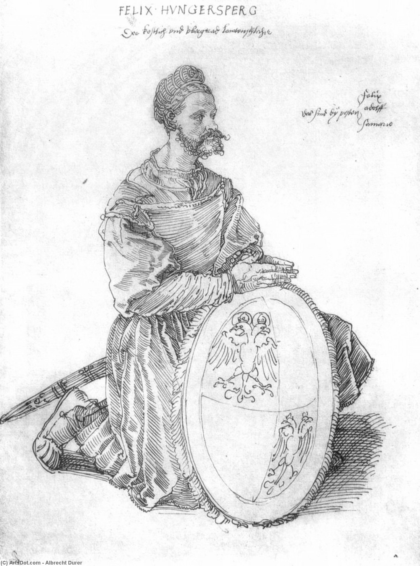 Porträt Von Hauptmann Felix Hungersperg, Kniend — Albrecht Dürer