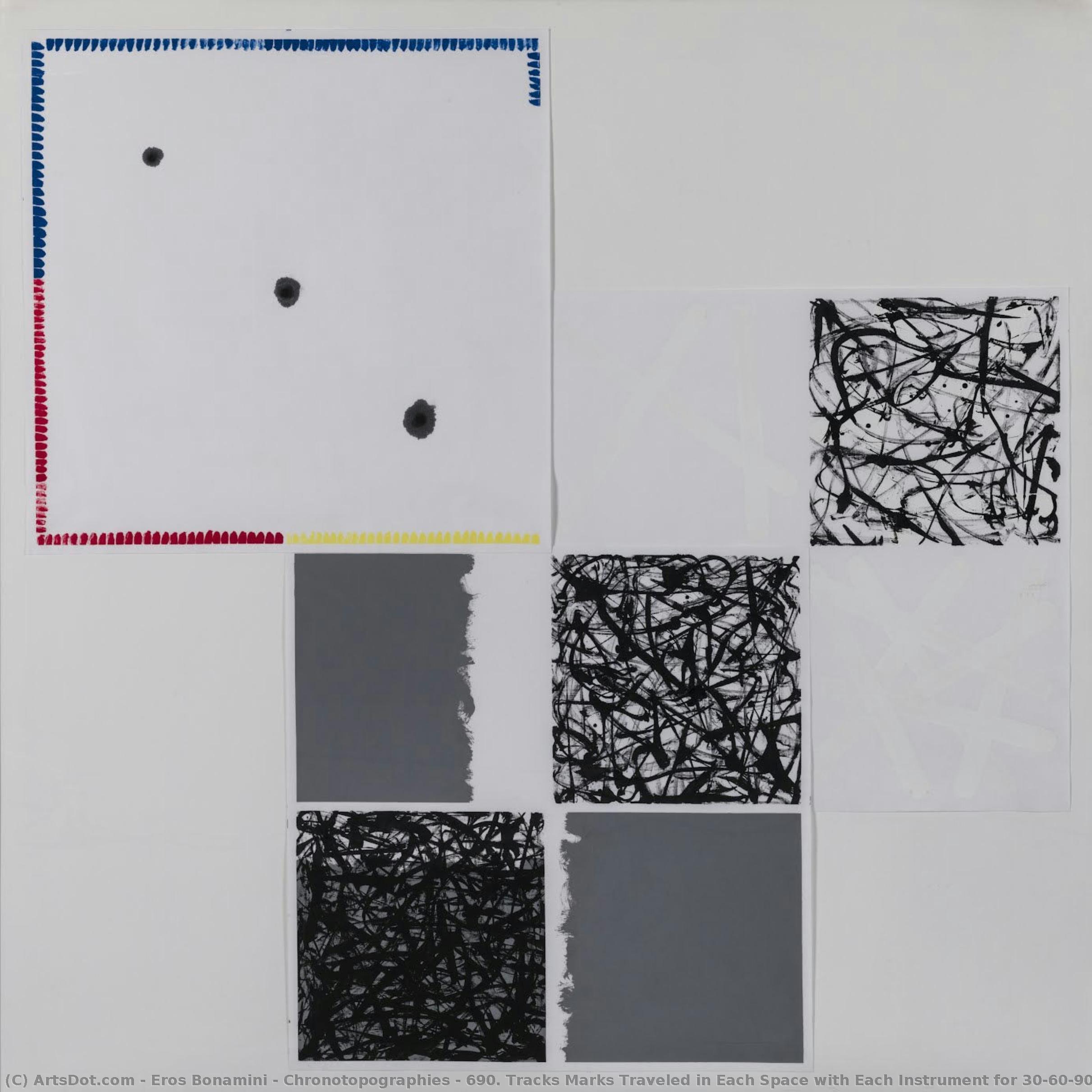 Chronotopographies # 690. Tracks Marks Traveled In Each Space With Each Instrument For 30-60-90 Seconds — Eros Bonamini