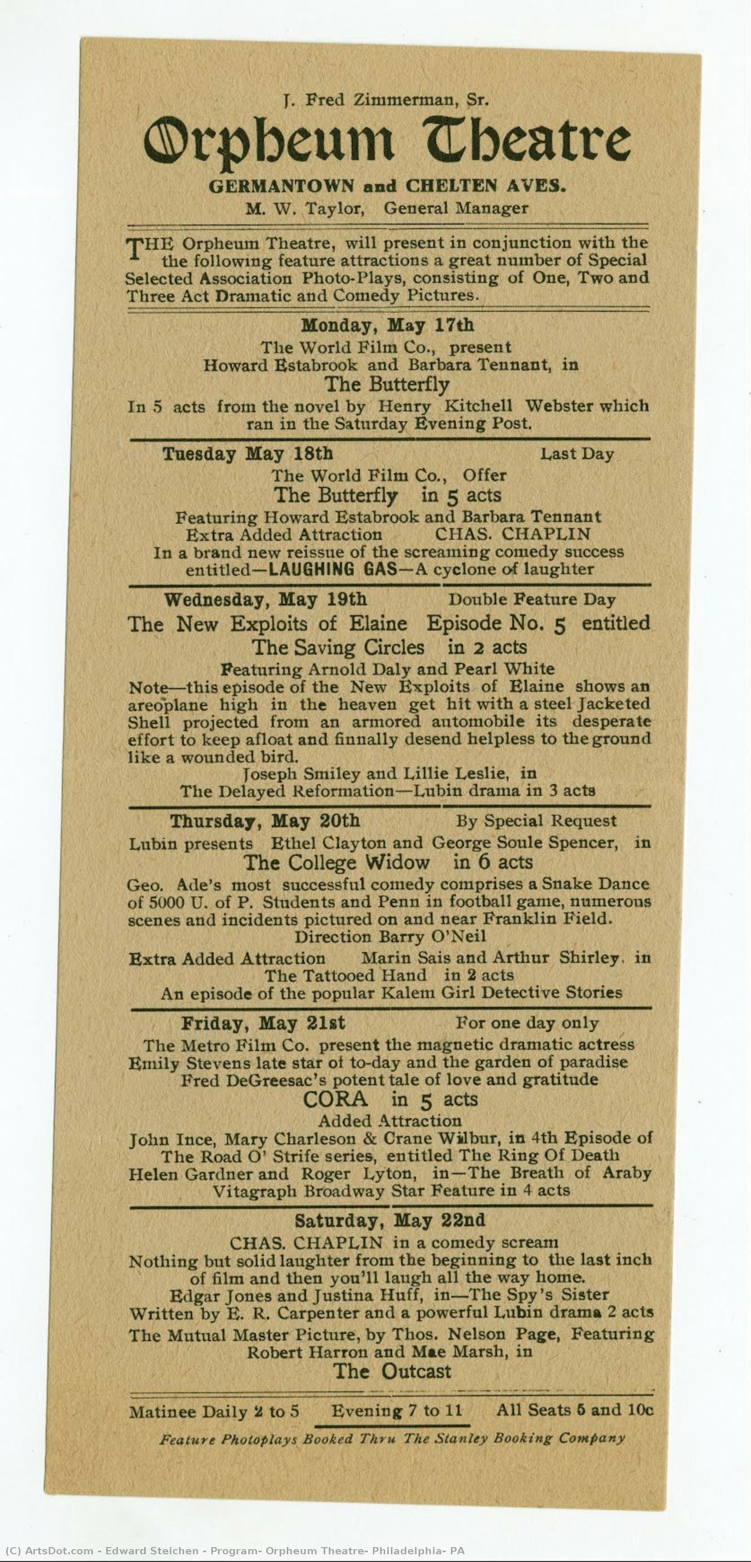 Program, Orpheum Theatre, Philadelphia, Pa — Edward Steichen