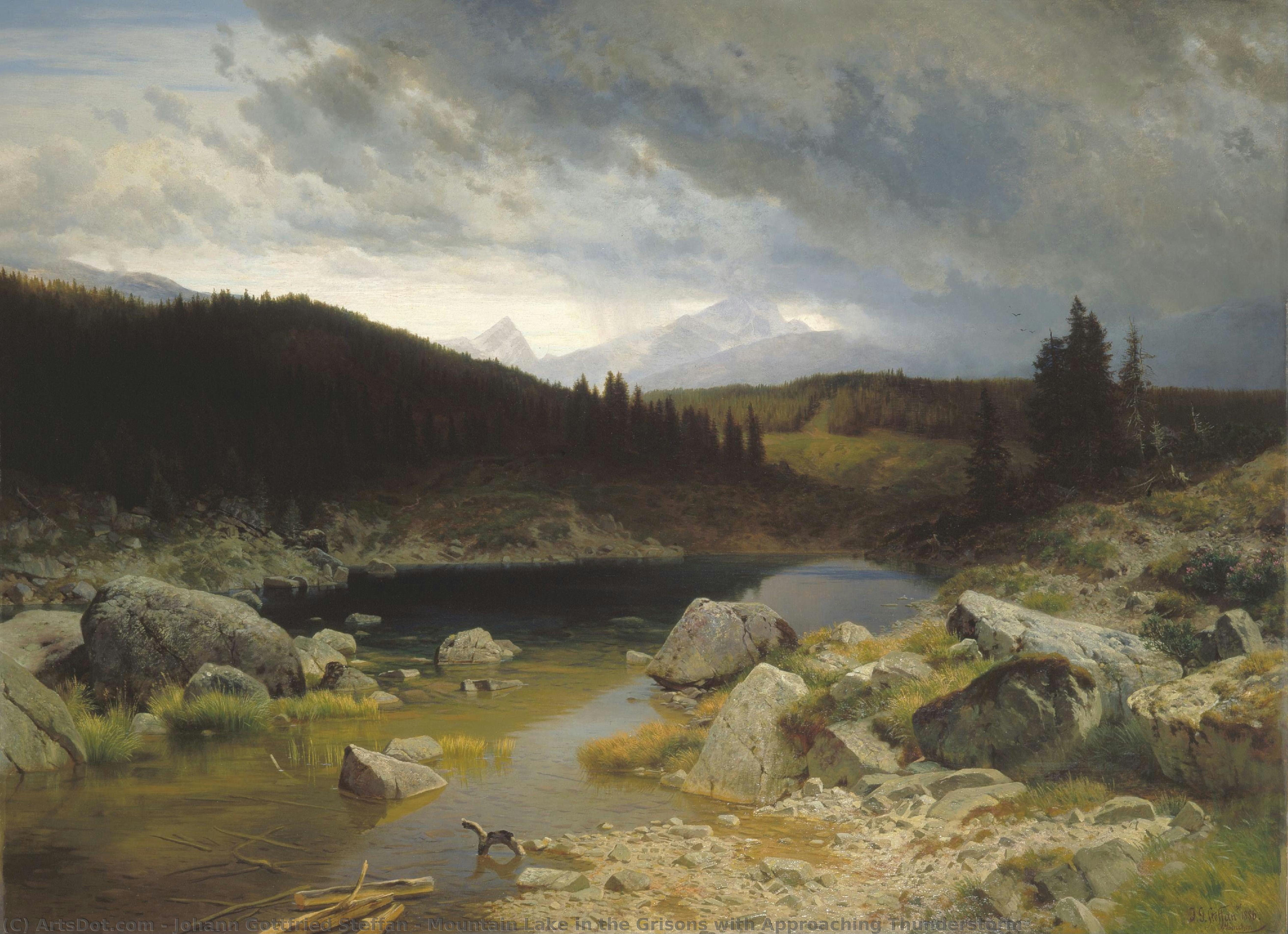 Mountain Lake In The Grisons With Approaching Thunderstorm — Johann Gottfried Steffan