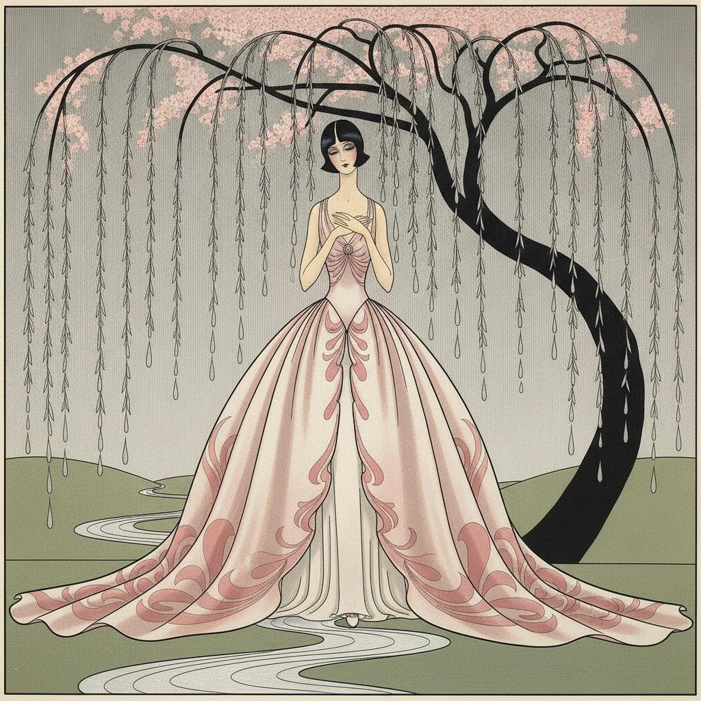 Willow Branches And The Dusty Rose Gown — Valentin Laurent De Courcey