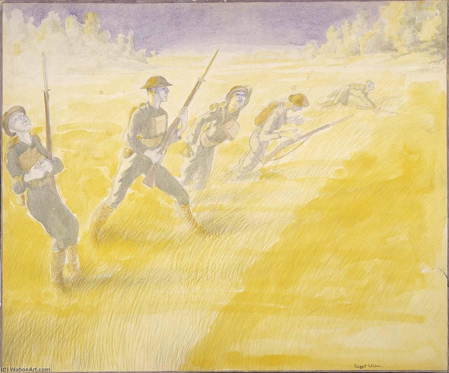 First Attack On The Bois De Belleau, June 6, 1918, At Five O'clock 3rd Battalion, 5th Regiment Of Marines Advancing — Claggett Wilson