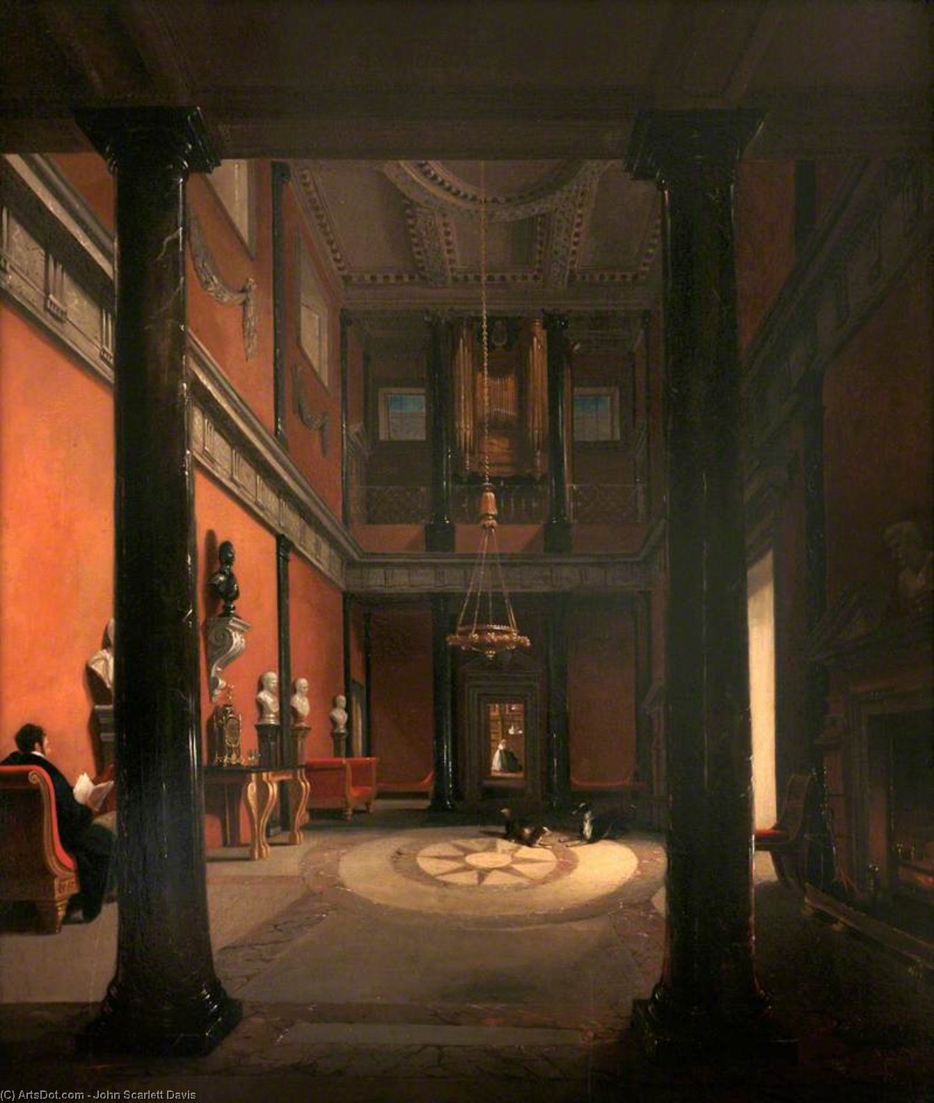 The Interior Of A Large Country House (great Hall, Mount Edgcumbe) — John Scarlett Davis