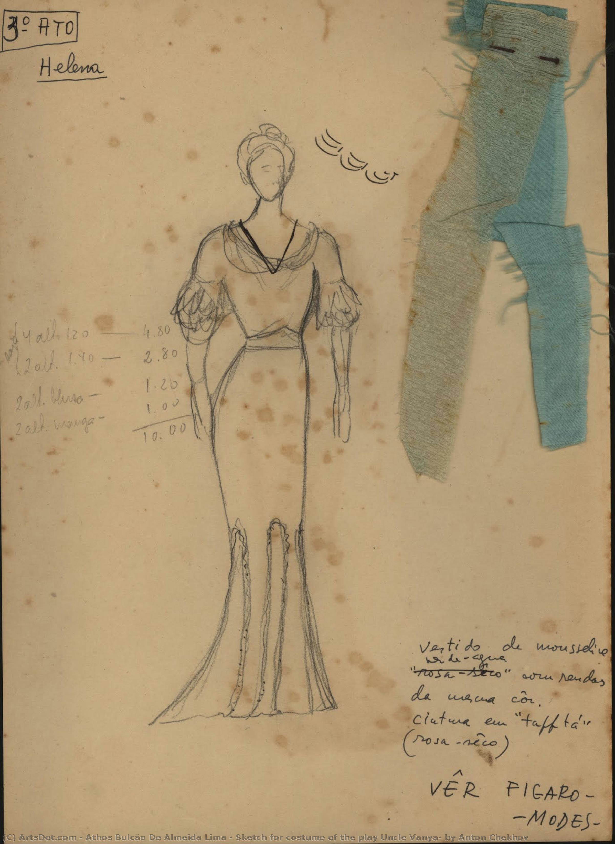 Sketch For Costume Of The Play Uncle Vanya, By Anton Chekhov — Atos Bulkao De Almeida Lima