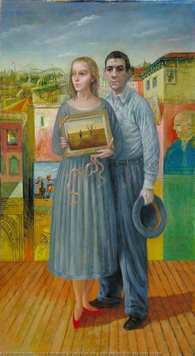 Portrait Of The Artist And His Wife At Coney Island — Noel Rockmore