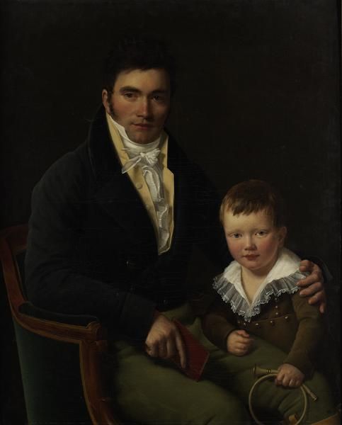 Portrait D'un Membre De La Famille Barbet Et De Son Fils — Henri François Riesener