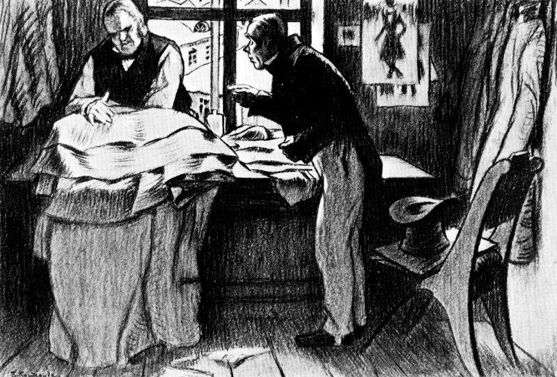 Akaky Akakiyevich At Petrovich's — Boris Mikhailovich Kustodiev