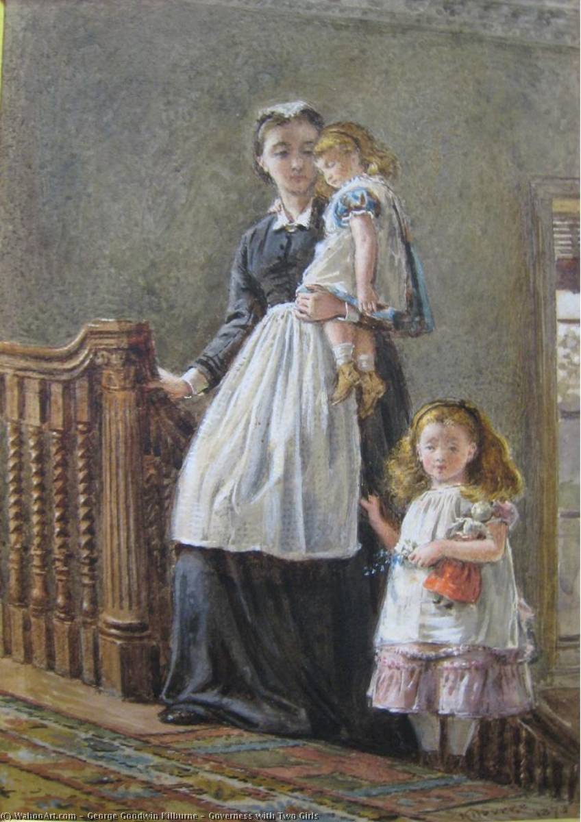 Governess With Two Girls — George Goodwin Kilburne