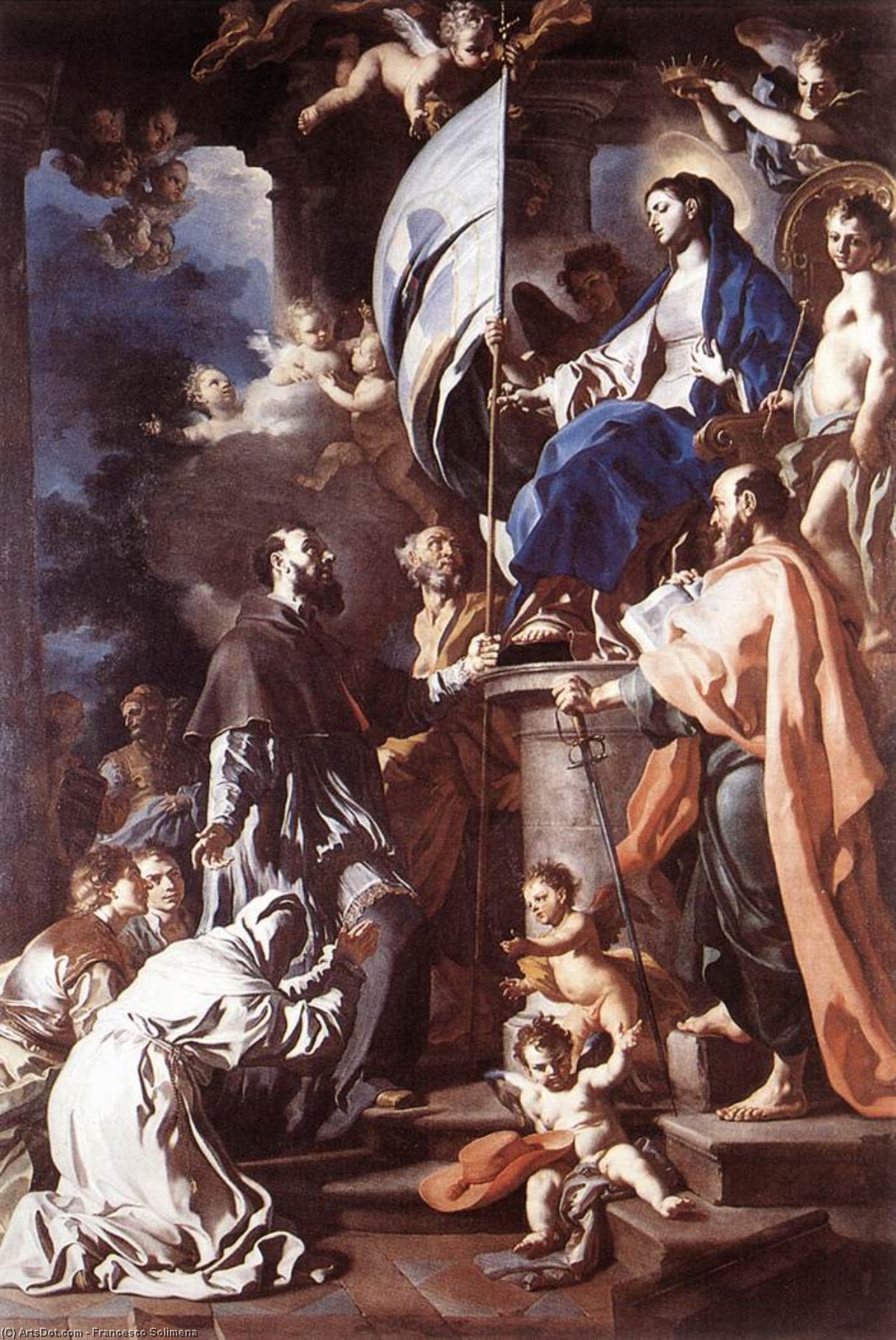 St Bonaventura Receiving The Banner Of St Sepulchre From The Madonna — Francesco Solimena
