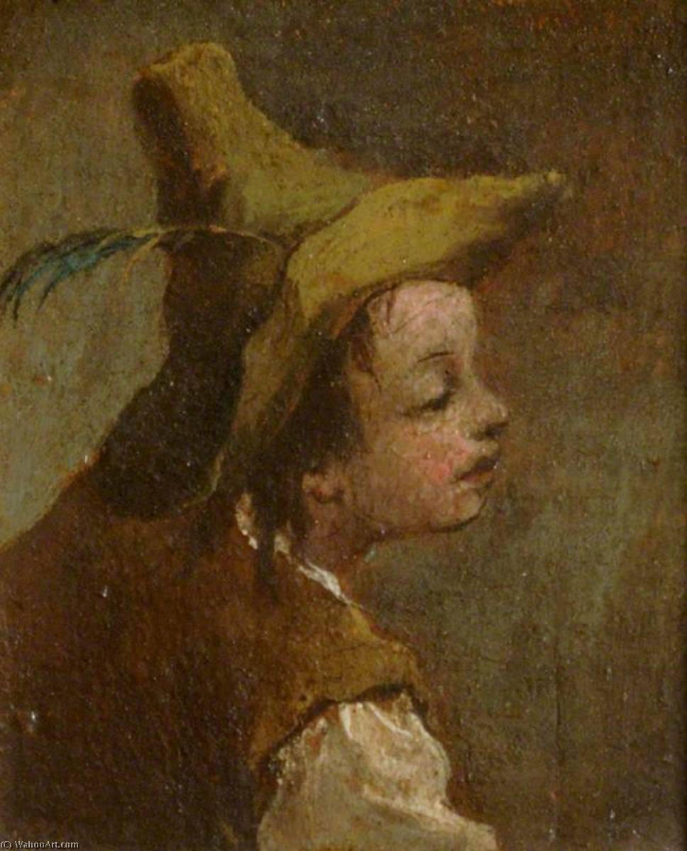 Two Paintings A Head Of A Boy And A Head Of A Girl (diptych, Left Panel) — Francesco Lazzaro Guardi