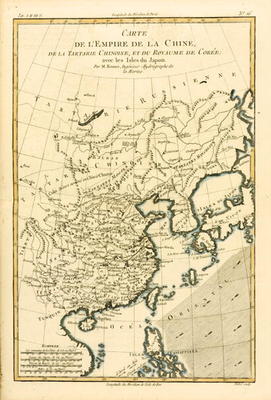 The Chinese Empire, Chinese Tartary And The Kingdom Of Korea, With The Islands Of Japan, From 'atlas — Rigobert Bonne (charles Marie Rigobert Bonne)