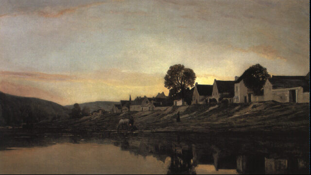 A Village Near Bonnières — Charles-françois Daubigny