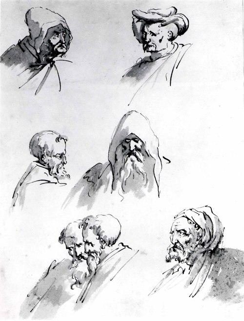 Seven Male Heads — Sebastiano Ricci
