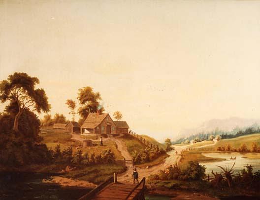 American Farm Scene, (painting) — Joseph H Hidley