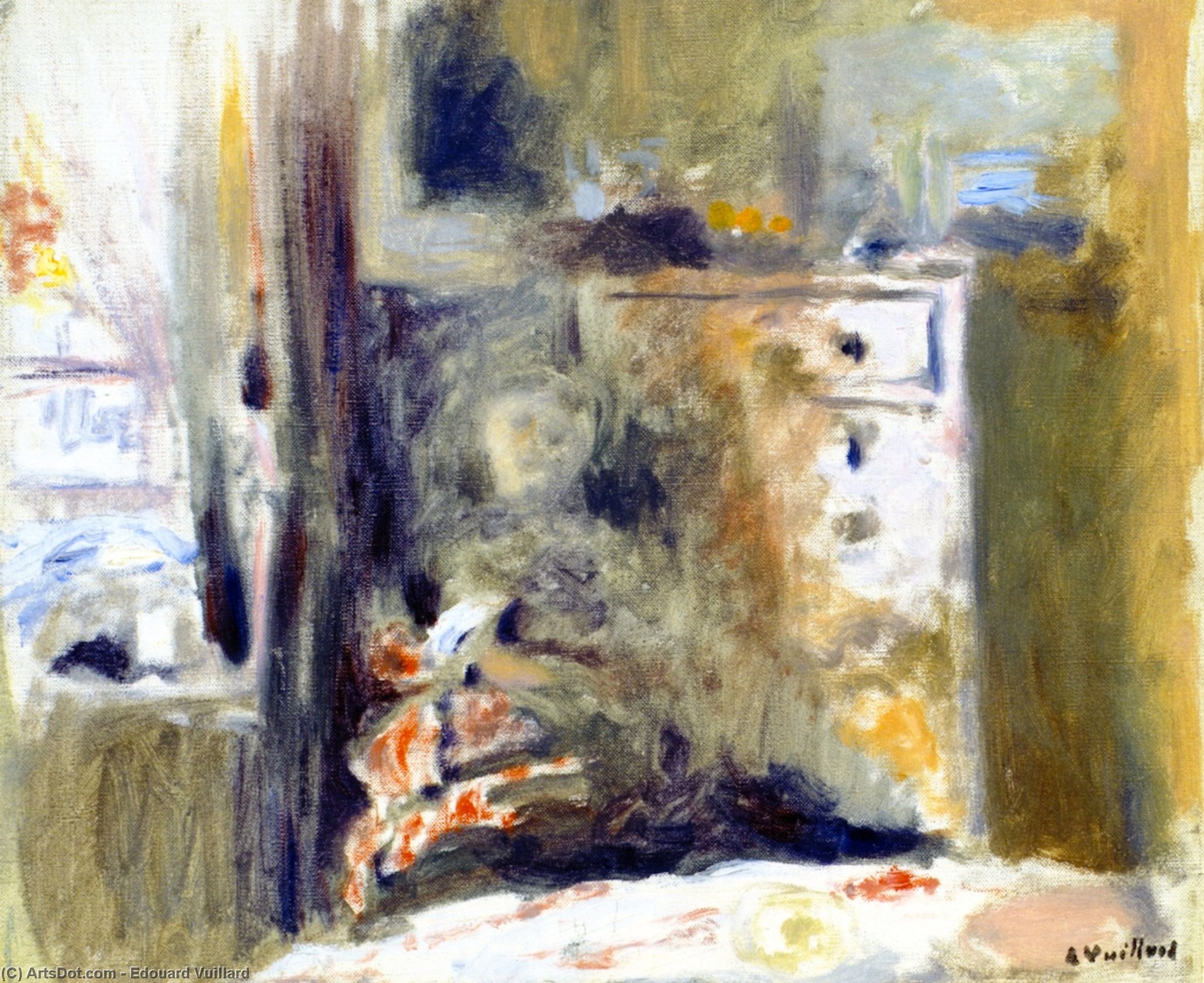 Interior With Woman Sewing — Jean-édouard Vuillard