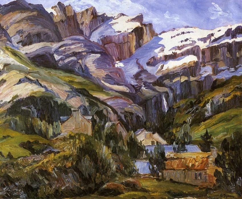 Houses At The Base Of Snow Capped Mountains — George Gardner Symons