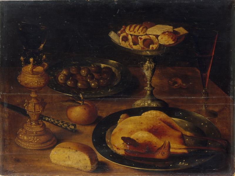 Nature Morte Au Poulet Et Aux Friandises — Osias Beert The Elder