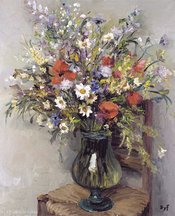 Flowers In A Glass Vase, (1960) — Marcel Dyf