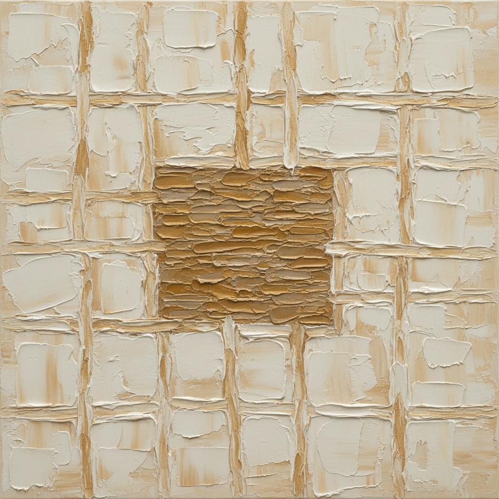 Monolithic Ochre Lattice: A Meditative Study In Sculptural Impasto And Organic Geometry — David Moreau