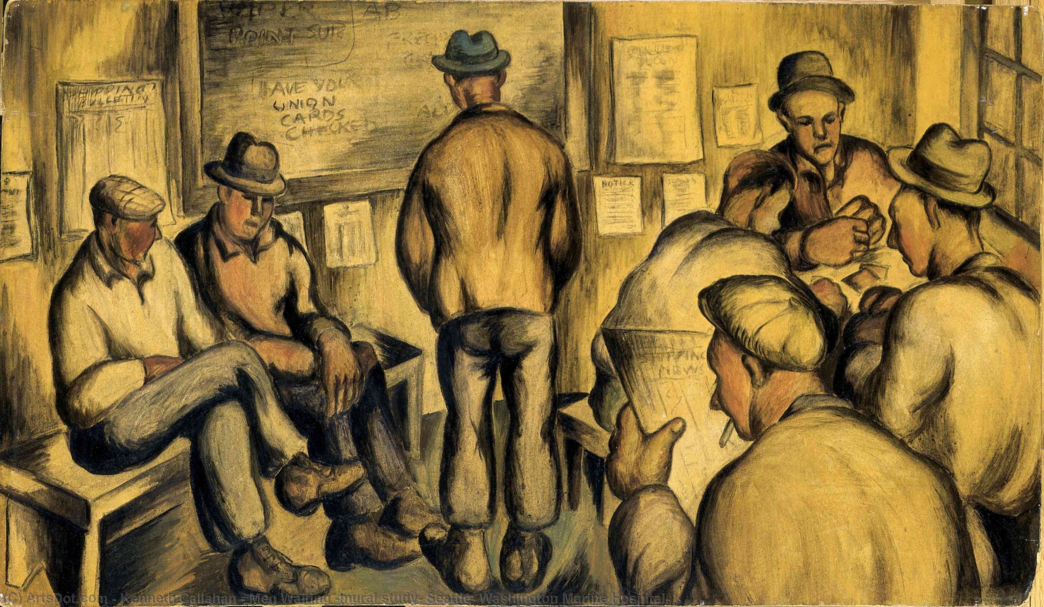 Men Waiting (mural Study, Seattle, Washington Marine Hospital) — Kenneth Callahan