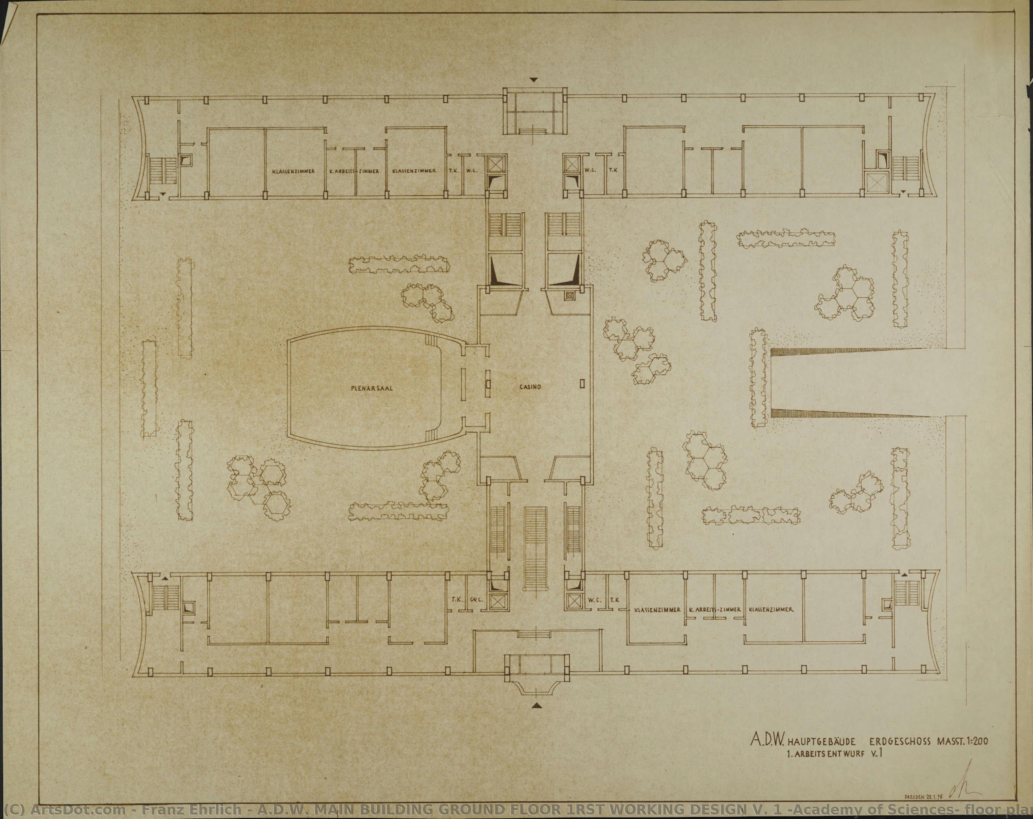 A.d.w. Main Building Ground Floor 1rst Working Design V. 1 (academy Of Sciences, Floor Plan) — Franz Ehrlich