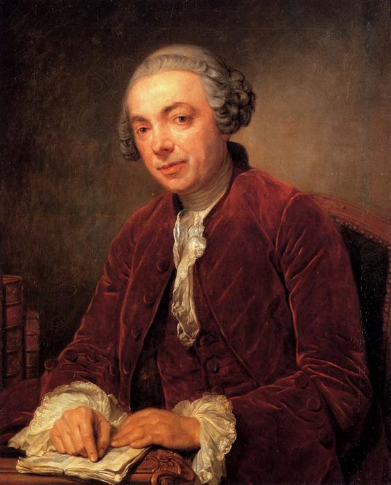 Portrait Of Abraham De Roquencourt, Half­length, In A Red Jacket And White Foulard — Jean-baptiste Greuze