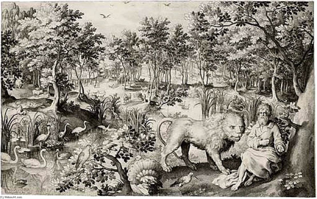 St Jerome In A Landscape — Nicolaes De Bruyn