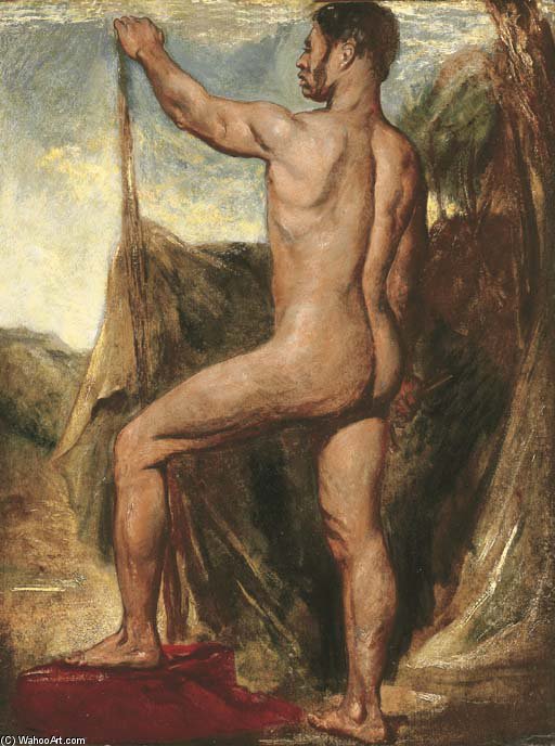 Male Nude, Small-full-length, In A Landscape — William Etty