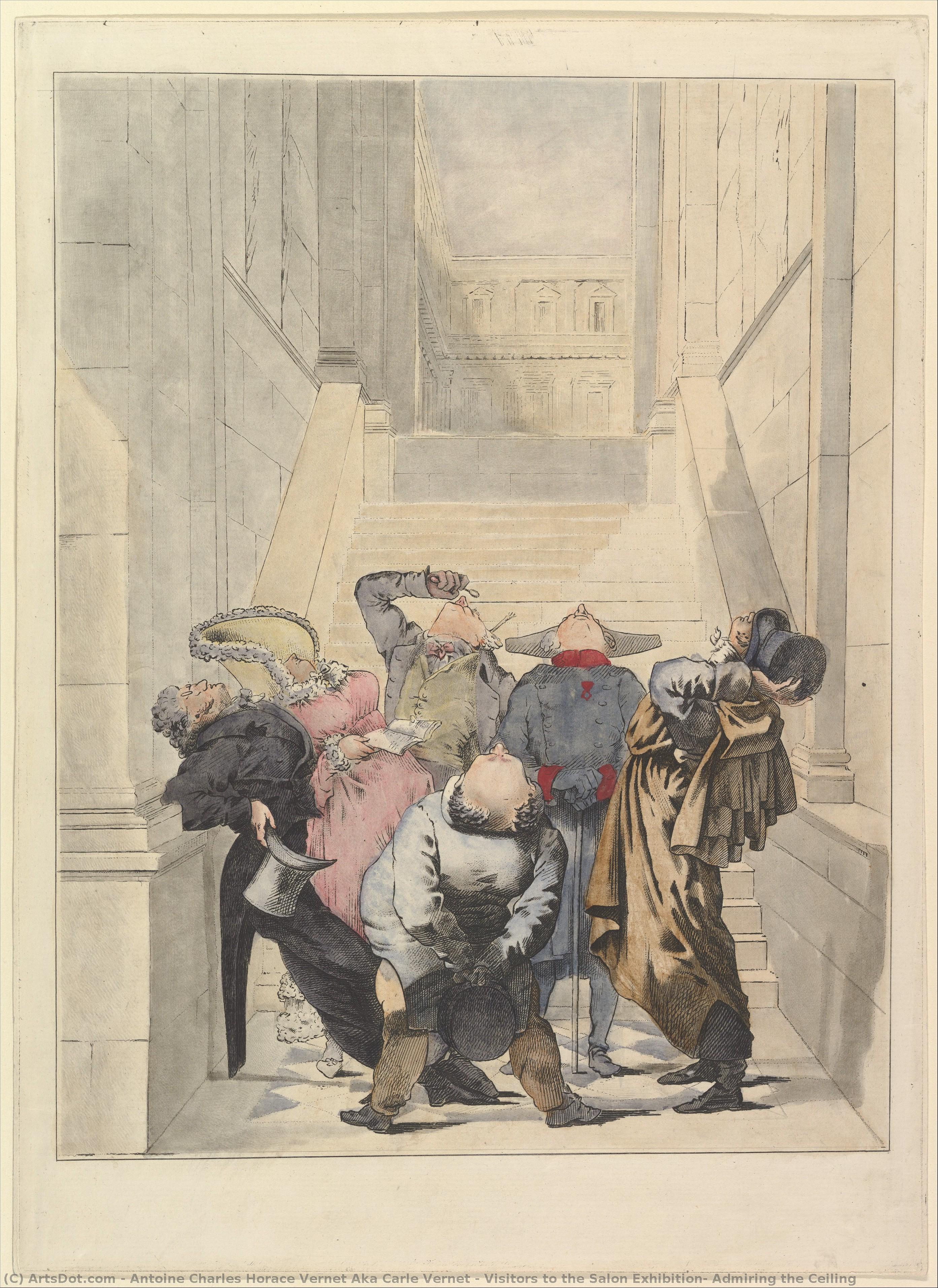 Visitors To The Salon Exhibition, Admiring The Ceiling — Antoine Charles Horace Vernet Aka Carle Vernet