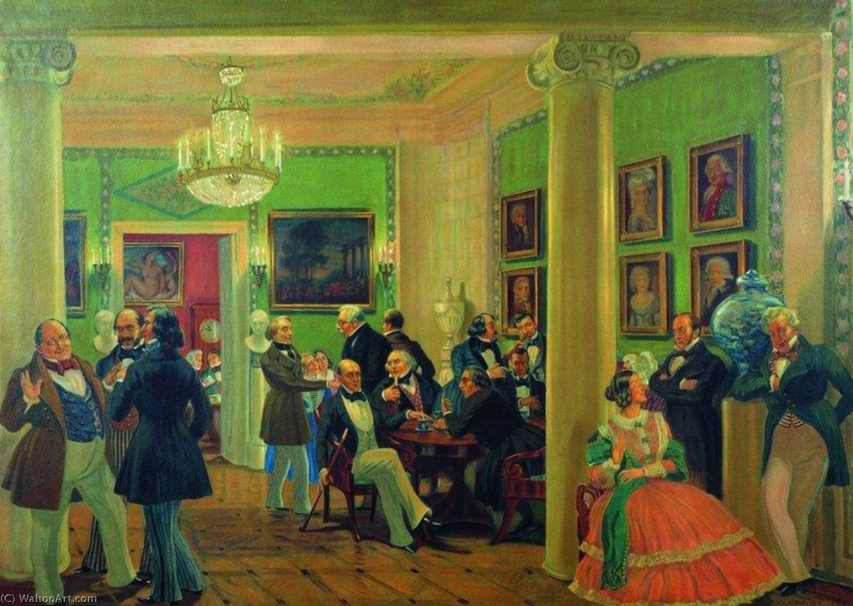 A Moscow Salon — Boris Mikhailovich Kustodiev