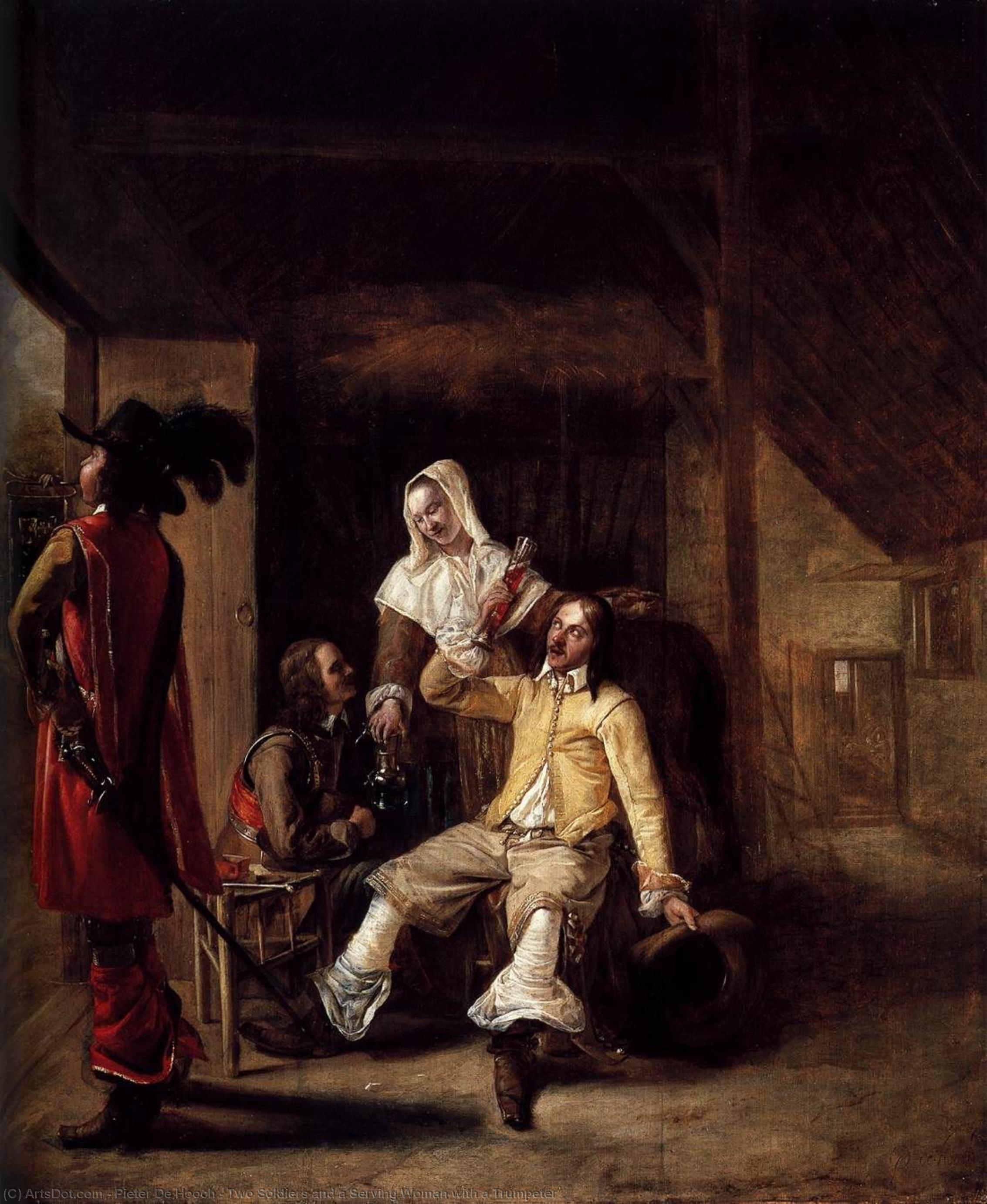 Two Soldiers And A Serving Woman With A Trumpeter — Питер Де Хух