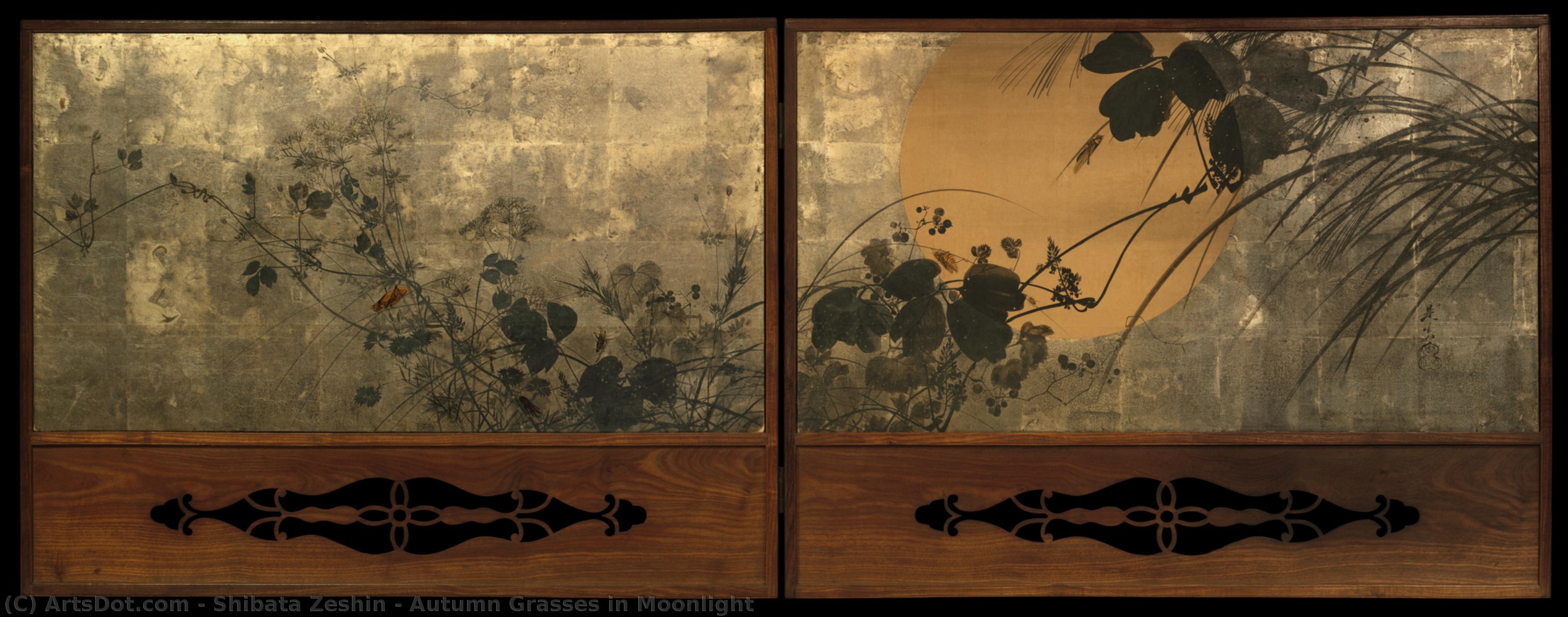 Autumn Grasses In Moonlight — Shibata Zeshin