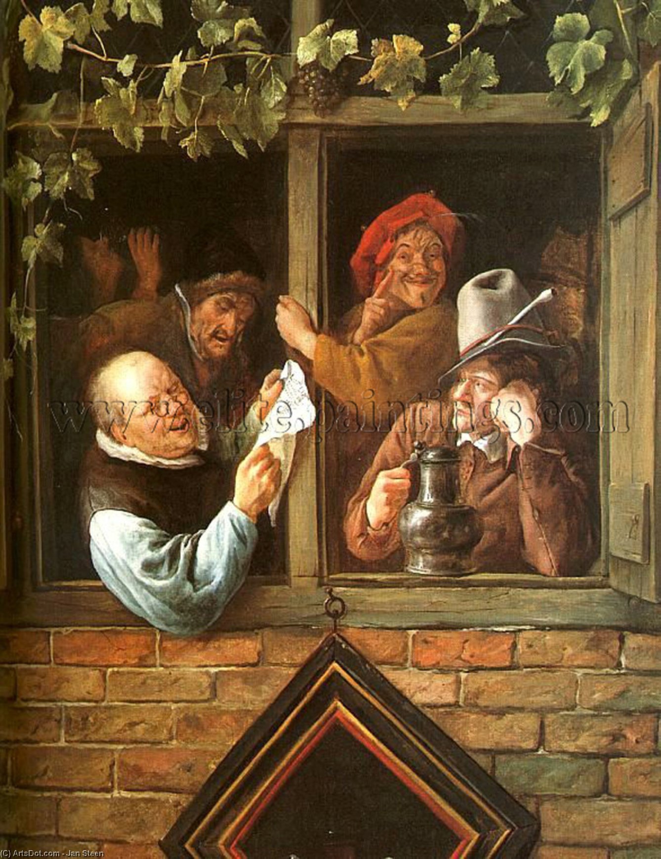 Rhetoricians At A Window - Oil On Canvas - — Jan Havickszoon Steen