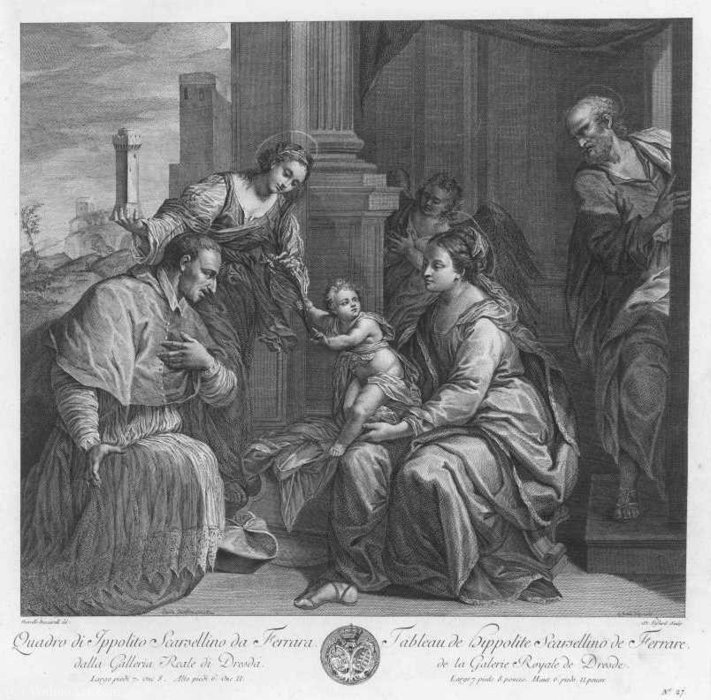 The Holy Family With St Barbara And St Carlo Borromeo — Etienne Fessard
