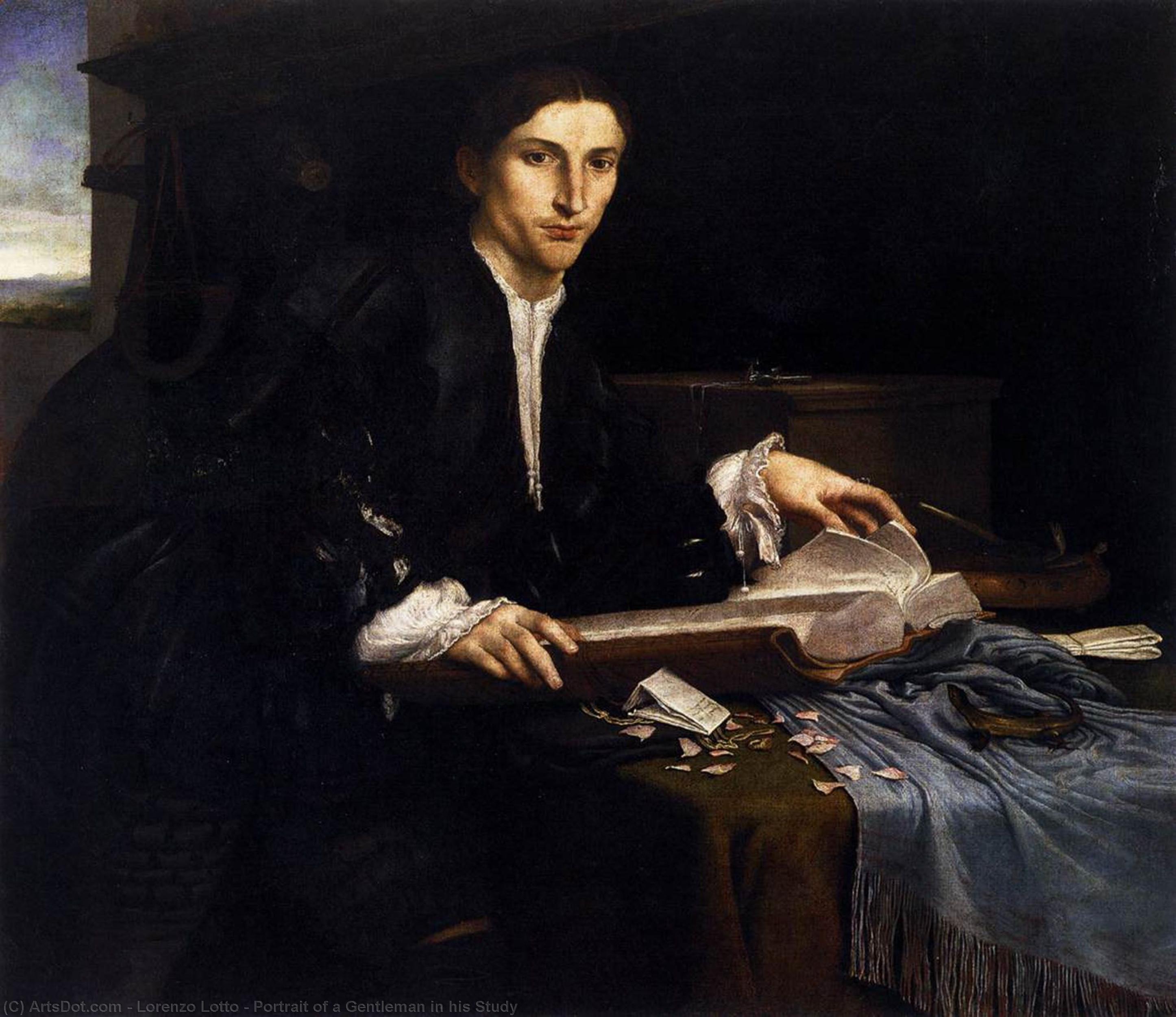 Portrait Of A Gentleman In His Study — Lorenzo Lotto