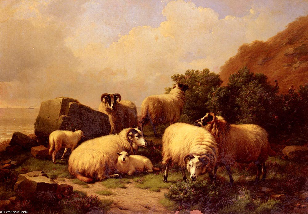Sheep Grazing By The Coast — Eugène Joseph Verboeckhoven