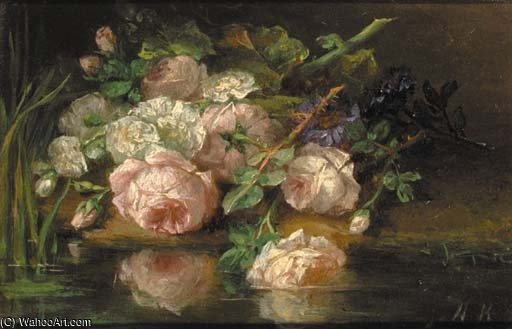 A Bouquet Of Flowers At The Water's Edge — Margaretha Roosenboom