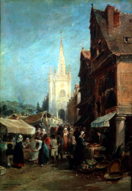 Market At Hennebont — Jules Achille Noel