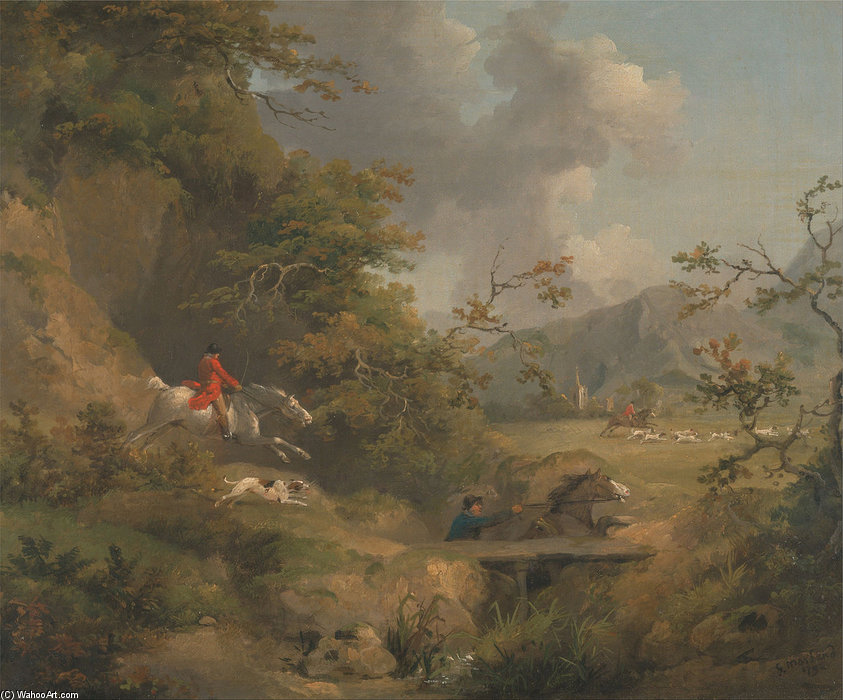 Foxhunting In Hilly Country — George Morland