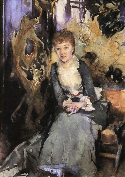 Miss Reubell Seated In Front Of A Screen — John Singer Sargent