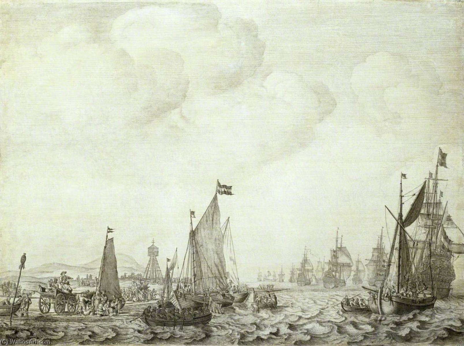 A Kaag And A Galjoot Close To The Shore With Witte De With In The 'brederode' Leaving The Vlie, 9 June 1645 — Willem Van De Velde The Elder